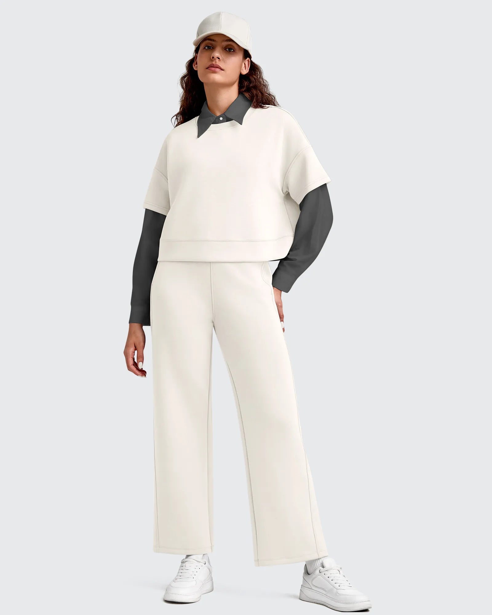 G4Free - Smoofit Elastic Waist Wide Leg Ankle Sweatpants -GF25J524AA-S