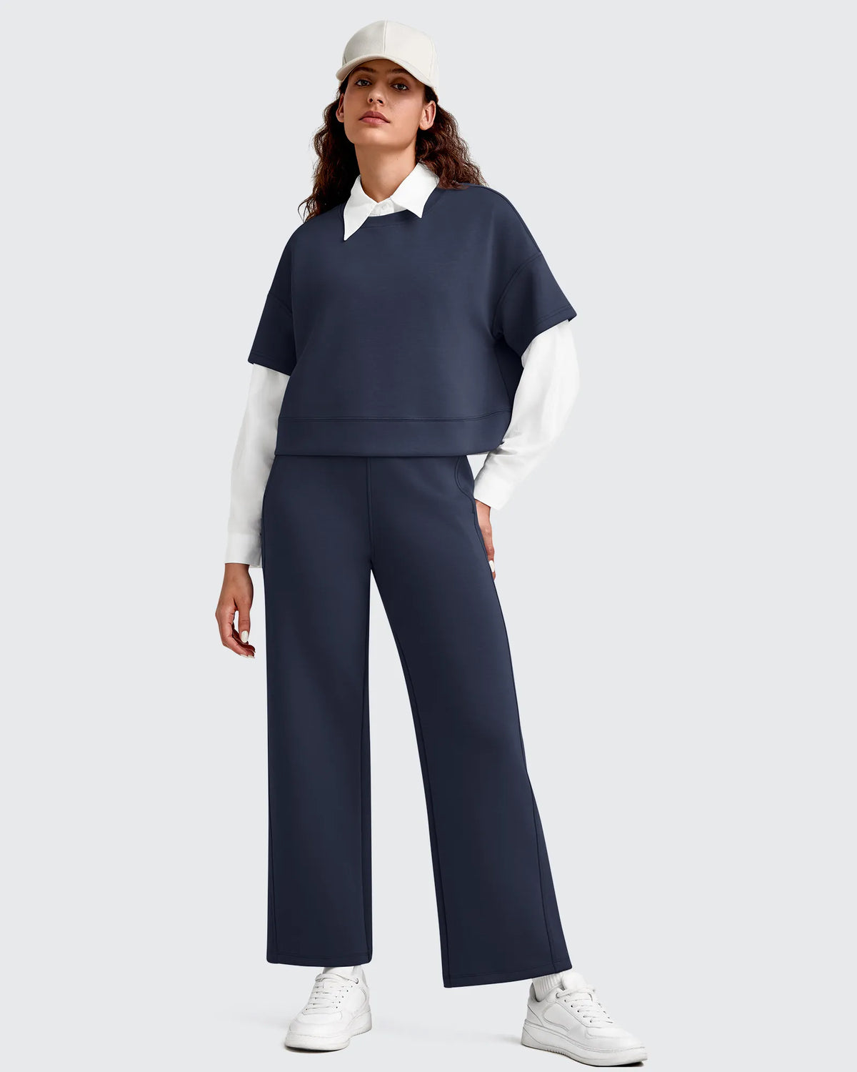 G4Free - Smoofit Elastic Waist Wide Leg Ankle Sweatpants -GF25J524AA-S