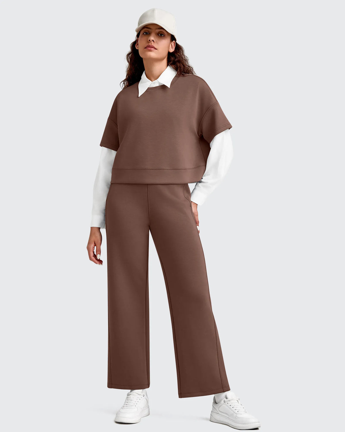 G4Free - Smoofit Elastic Waist Wide Leg Ankle Sweatpants -GF25J524AA-S