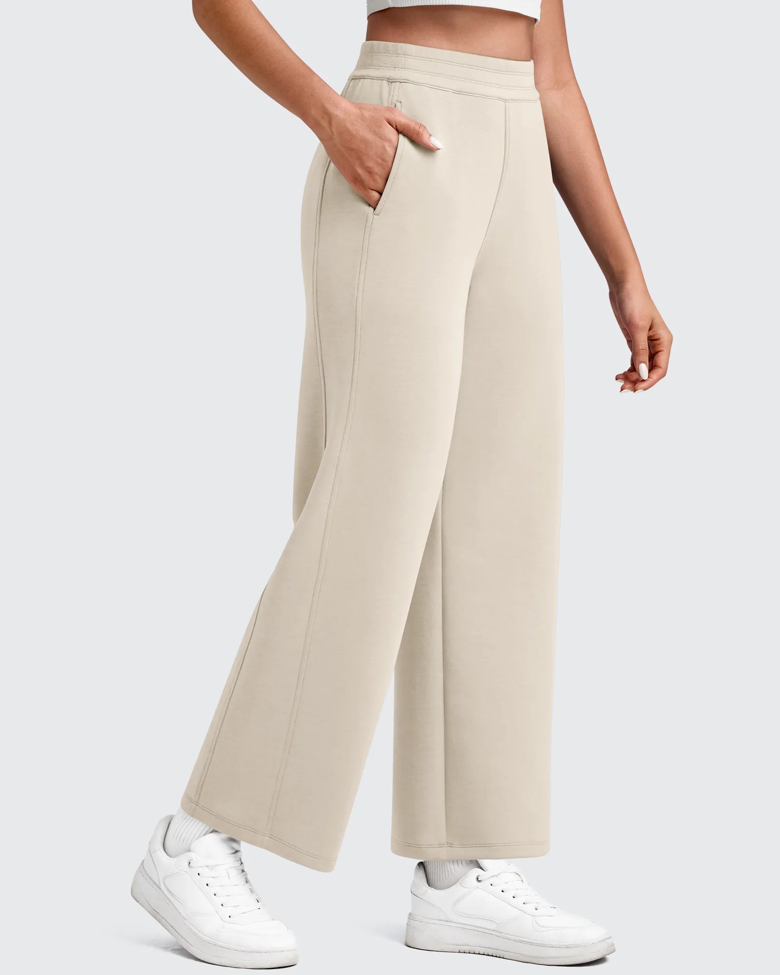 G4Free - Smoofit Elastic Waist Wide Leg Ankle Sweatpants -GF25J524BA-S