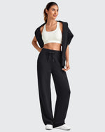 G4Free - Smoofit Elastic Waistband Drawstring Wide Leg Sweatpants -GF25J445AA-S