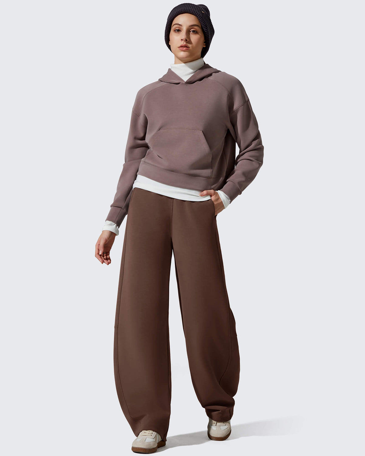 G4Free - Smoofit Fleece Lined Baggy Barrel Wide Leg Sweatpants -GF25J611AF-XS