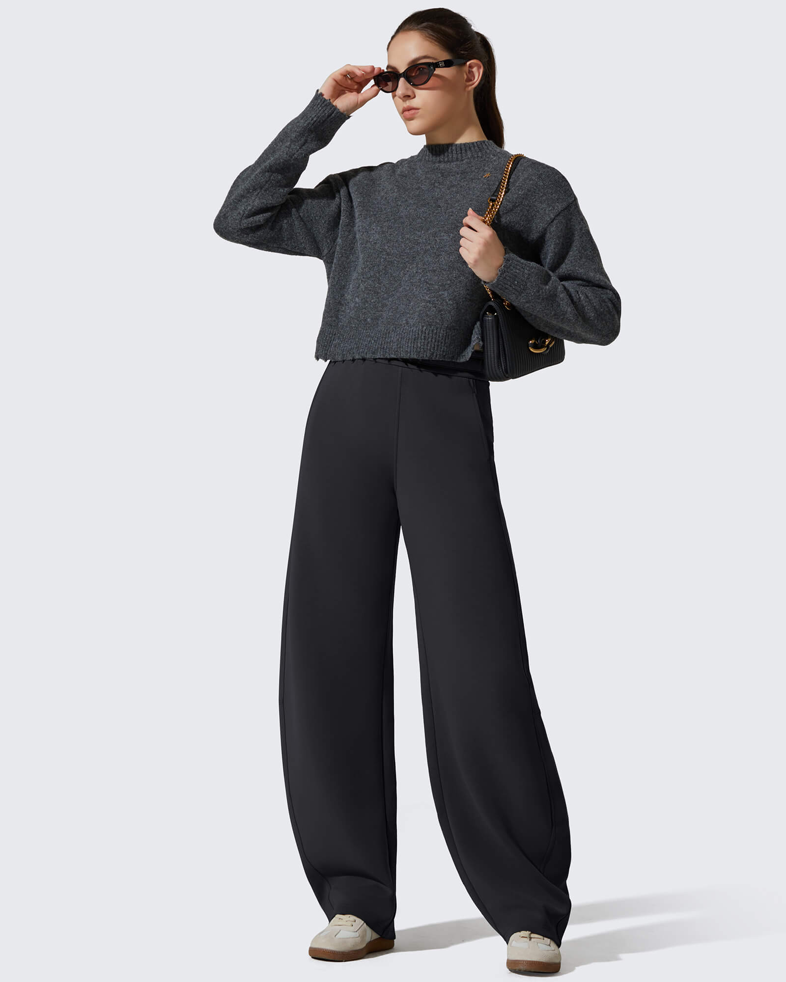 G4Free - Smoofit Fleece Lined Baggy Barrel Wide Leg Sweatpants -GF25J611AF-XS