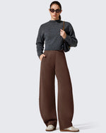 G4Free - Smoofit Fleece Lined Baggy Barrel Wide Leg Sweatpants -GF25J611AF-XS