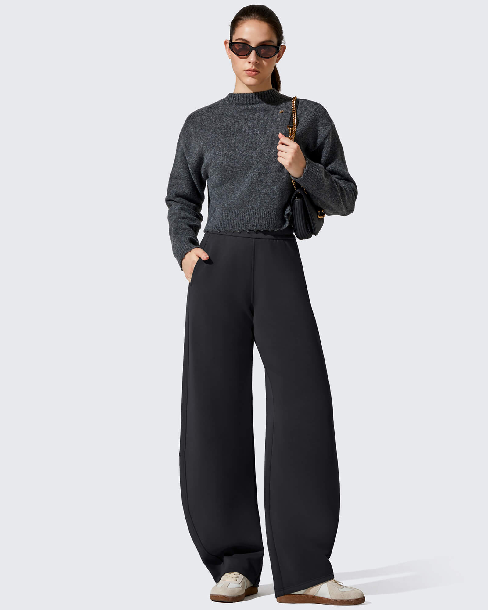 G4Free - Smoofit Fleece Lined Baggy Barrel Wide Leg Sweatpants -GF25J611AF-XS