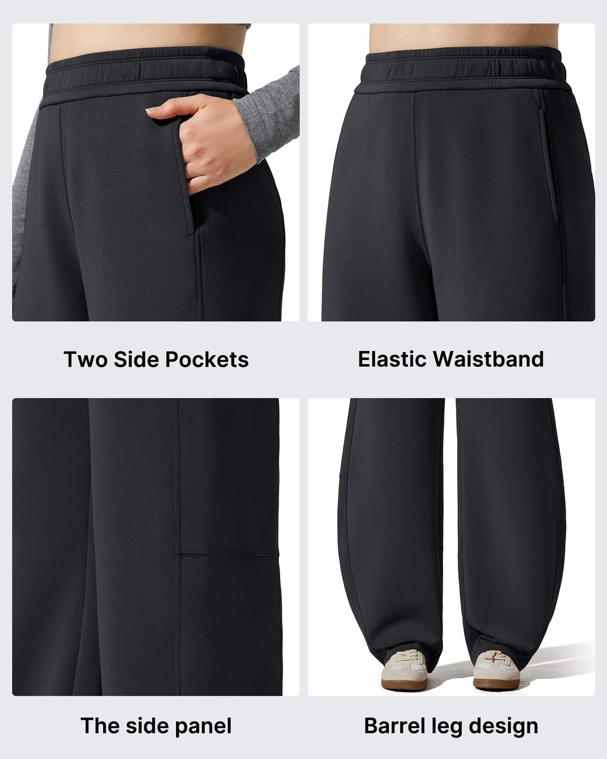 G4Free - Smoofit Fleece Lined Baggy Barrel Wide Leg Sweatpants -GF25J611AF-XS