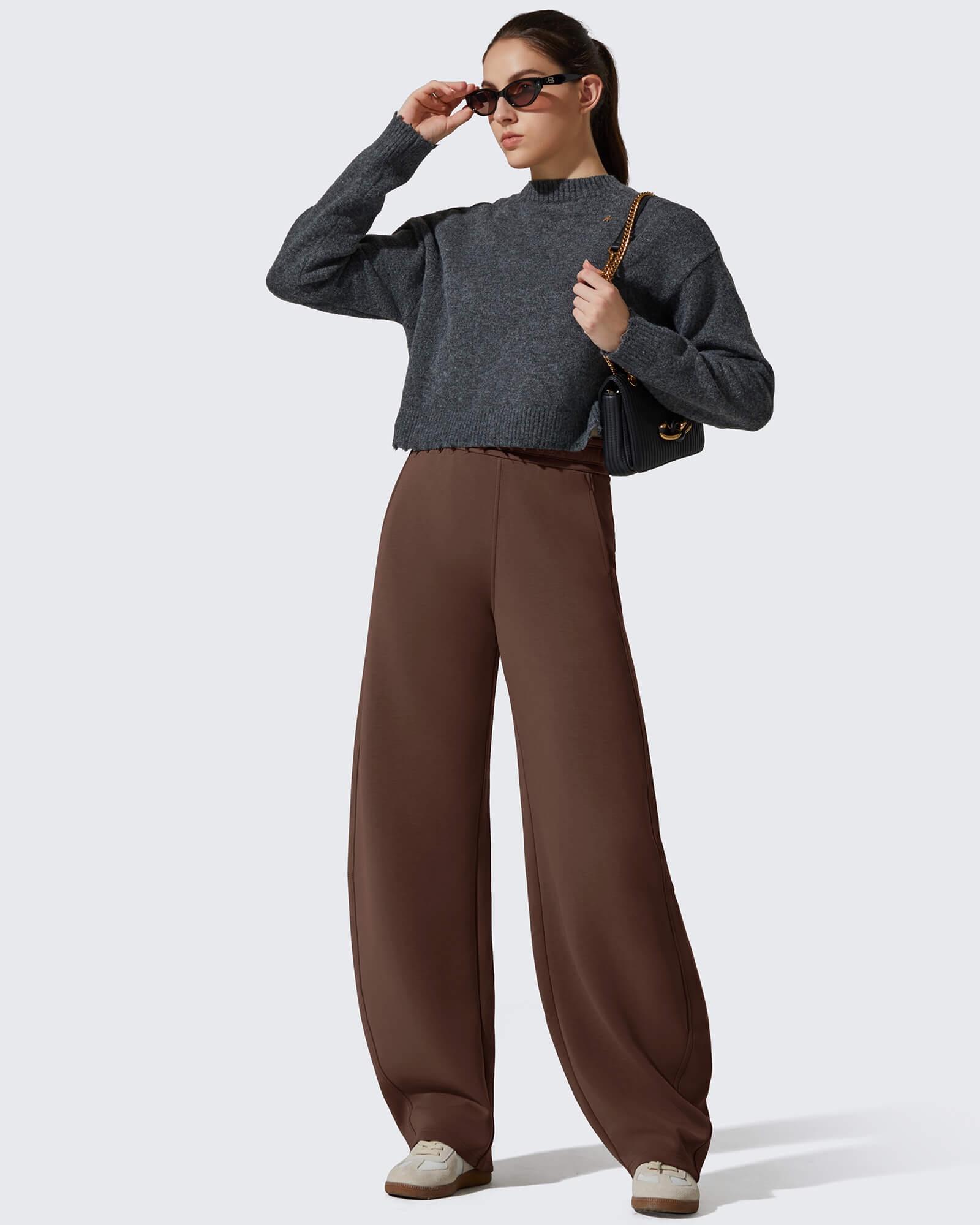 G4Free - Smoofit Fleece Lined Baggy Barrel Wide Leg Sweatpants -GF25J611AF-XS