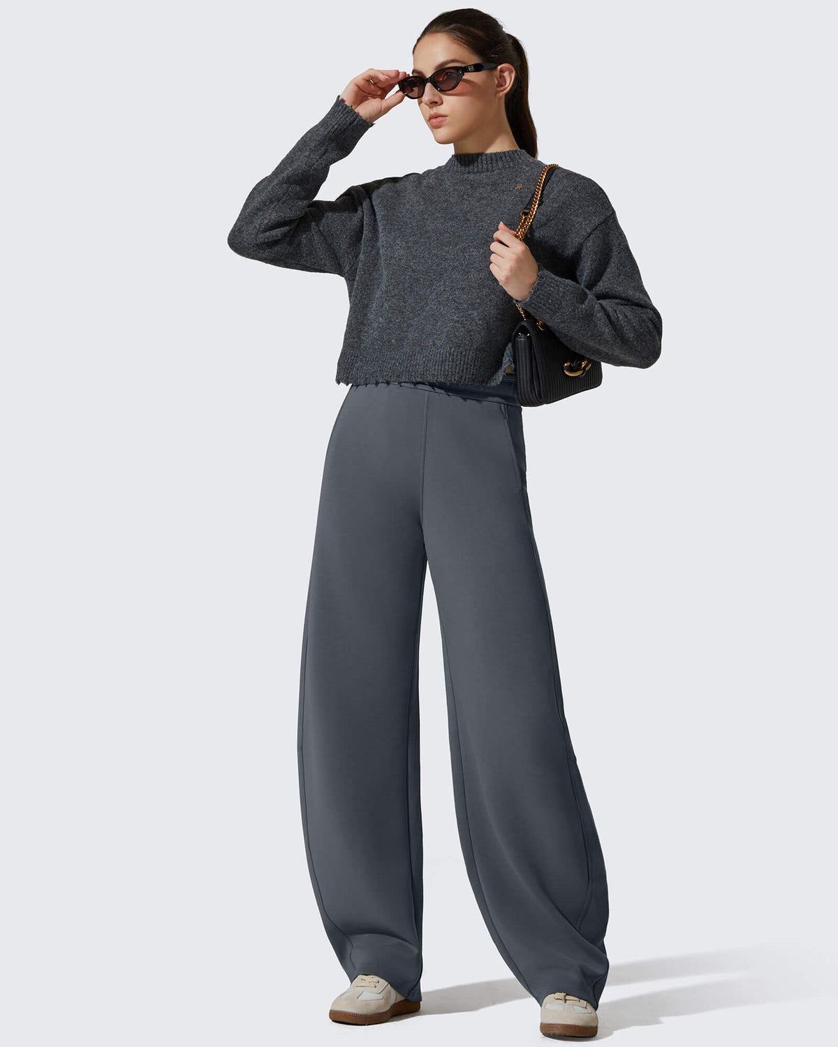 G4Free - Smoofit Fleece Lined Baggy Barrel Wide Leg Sweatpants -GF25J611AF-XS