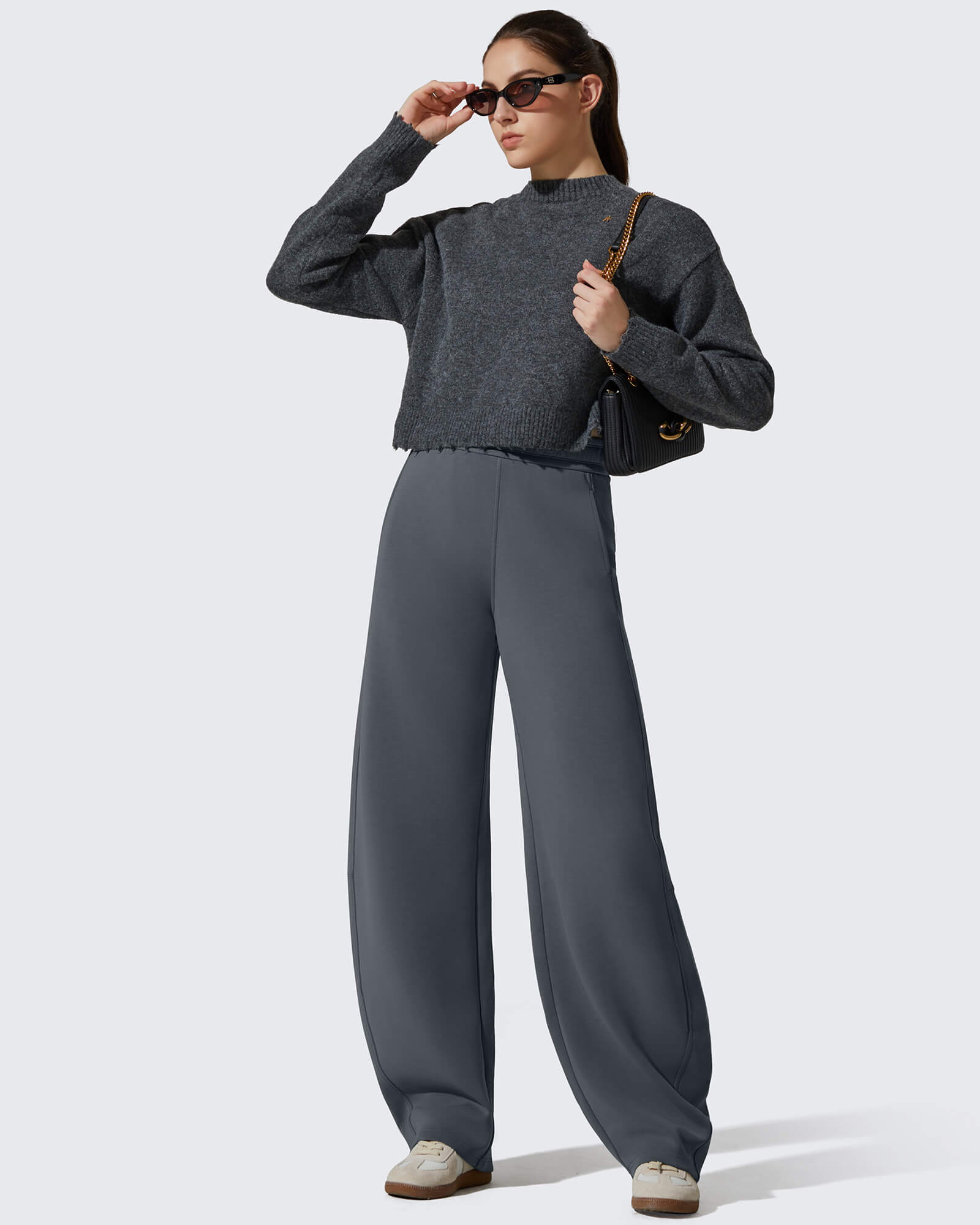 G4Free - Smoofit Fleece Lined Baggy Barrel Wide Leg Sweatpants -GF25J611AF-XS