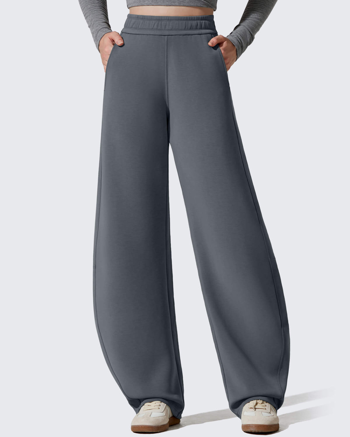 G4Free - Smoofit Fleece Lined Baggy Barrel Wide Leg Sweatpants -GF25J611AF-XS