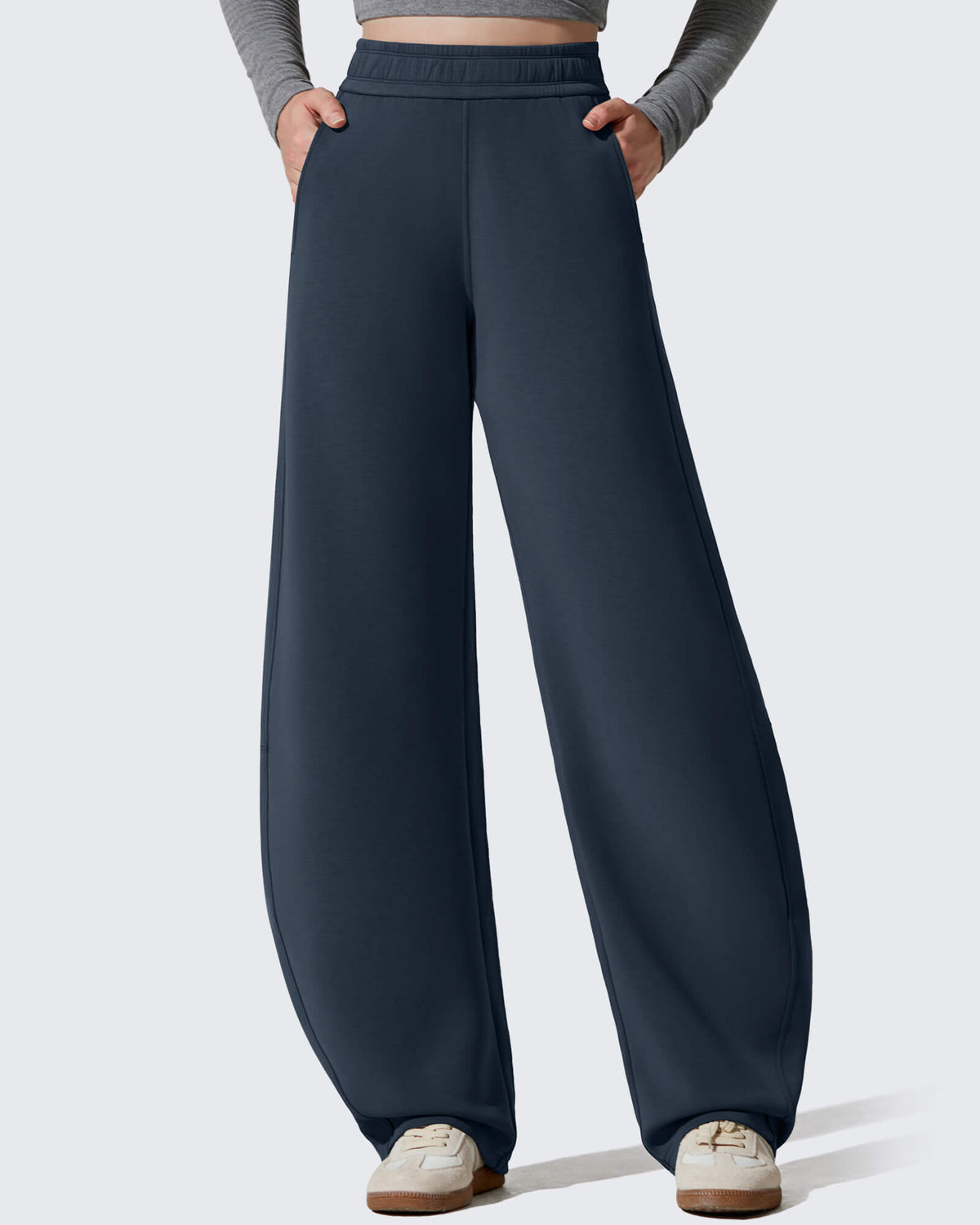G4Free - Smoofit Fleece Lined Baggy Barrel Wide Leg Sweatpants -GF25J611AF-XS