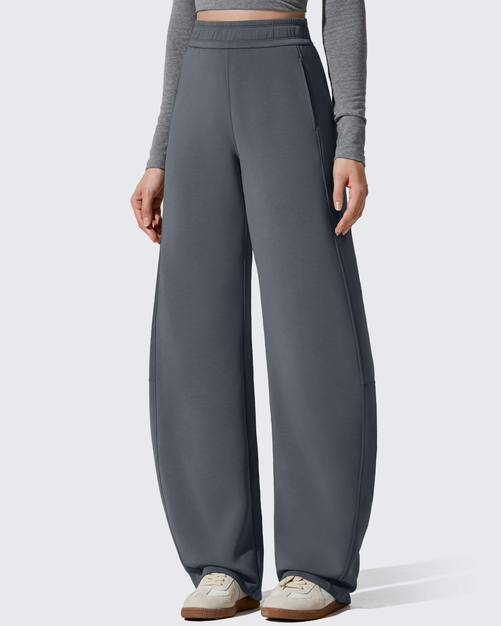 G4Free - Smoofit Fleece Lined Baggy Barrel Wide Leg Sweatpants -GF25J611AF-XS