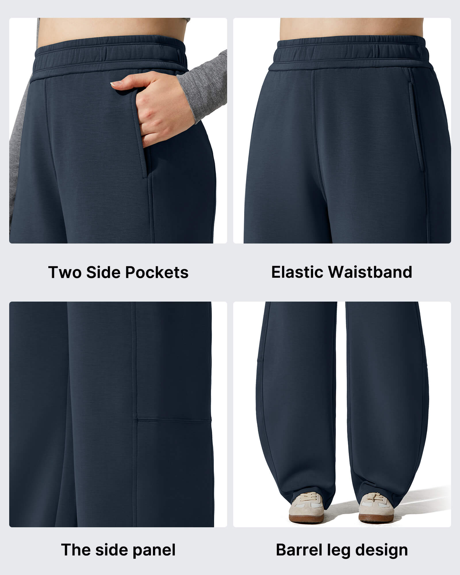 G4Free - Smoofit Fleece Lined Baggy Barrel Wide Leg Sweatpants -GF25J611AF-XS