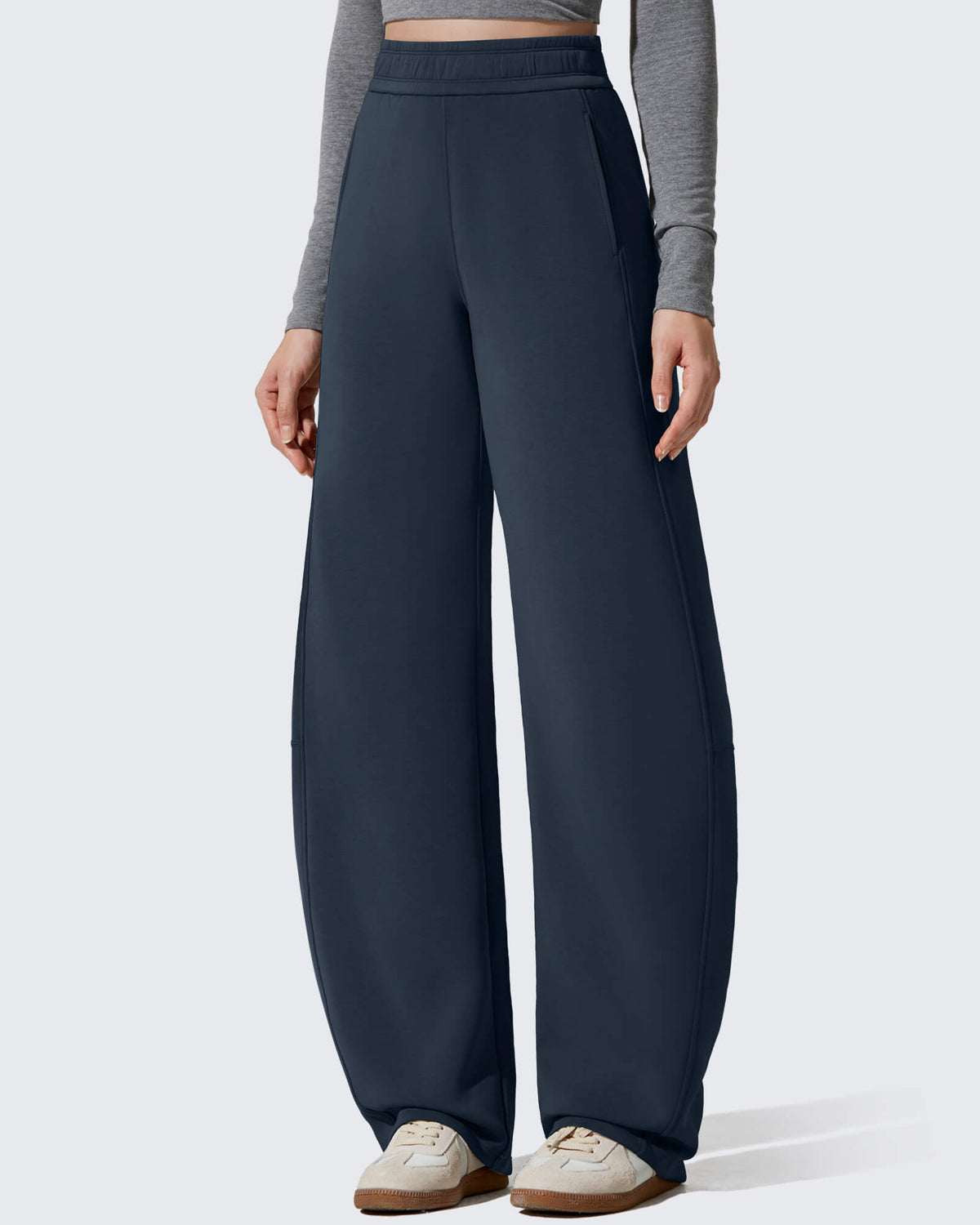 G4Free - Smoofit Fleece Lined Baggy Barrel Wide Leg Sweatpants -GF25J611CF-XS