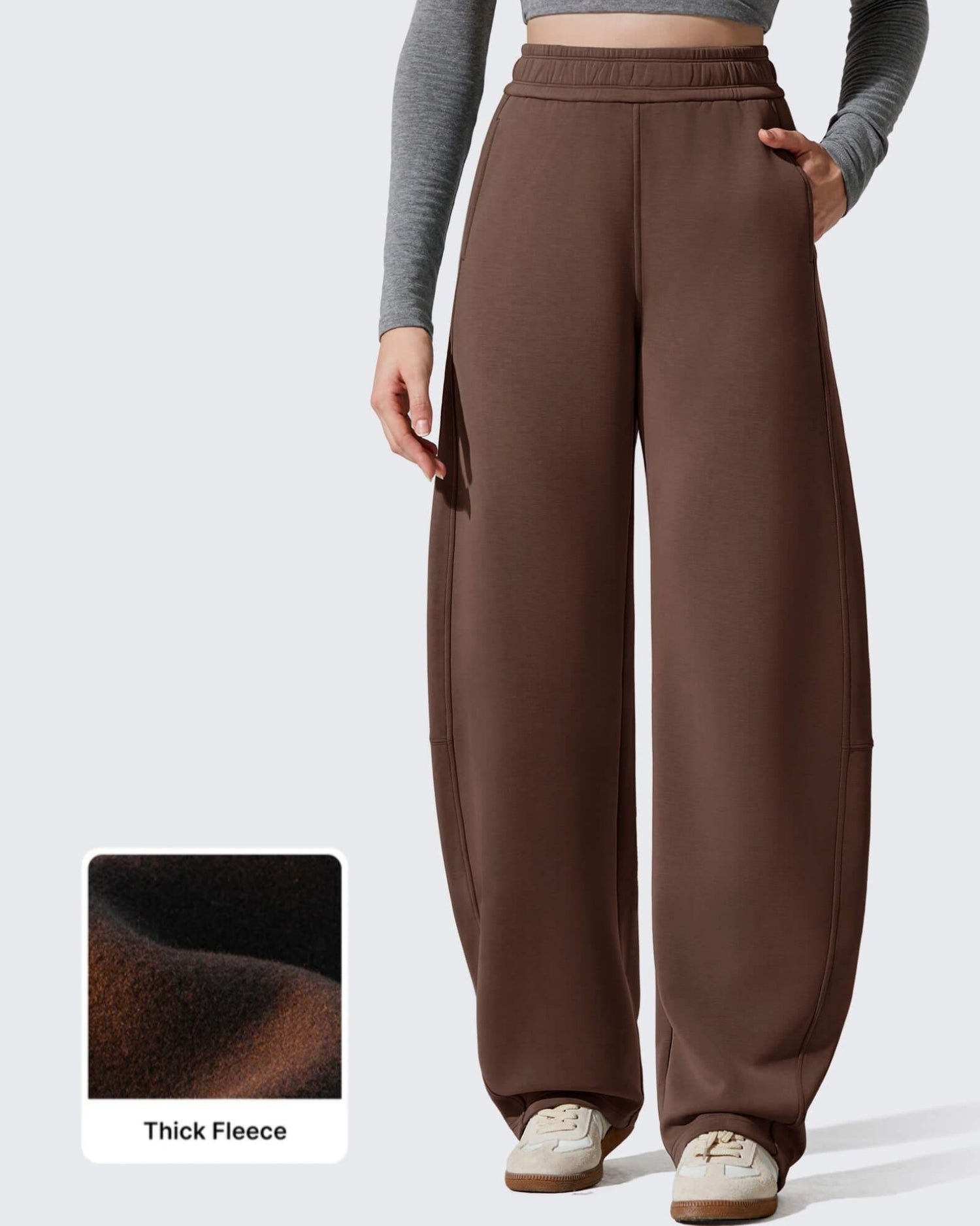 G4Free - Smoofit Fleece Lined Baggy Barrel Wide Leg Sweatpants -GF25J611DF-XS