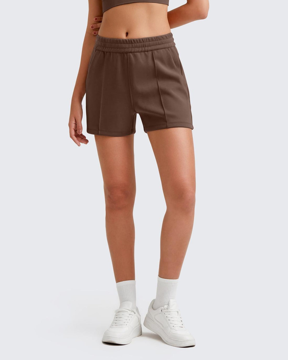 G4Free - Smoofit Front Pleats Elasticity Sweat Shorts -GF25E319AA-S