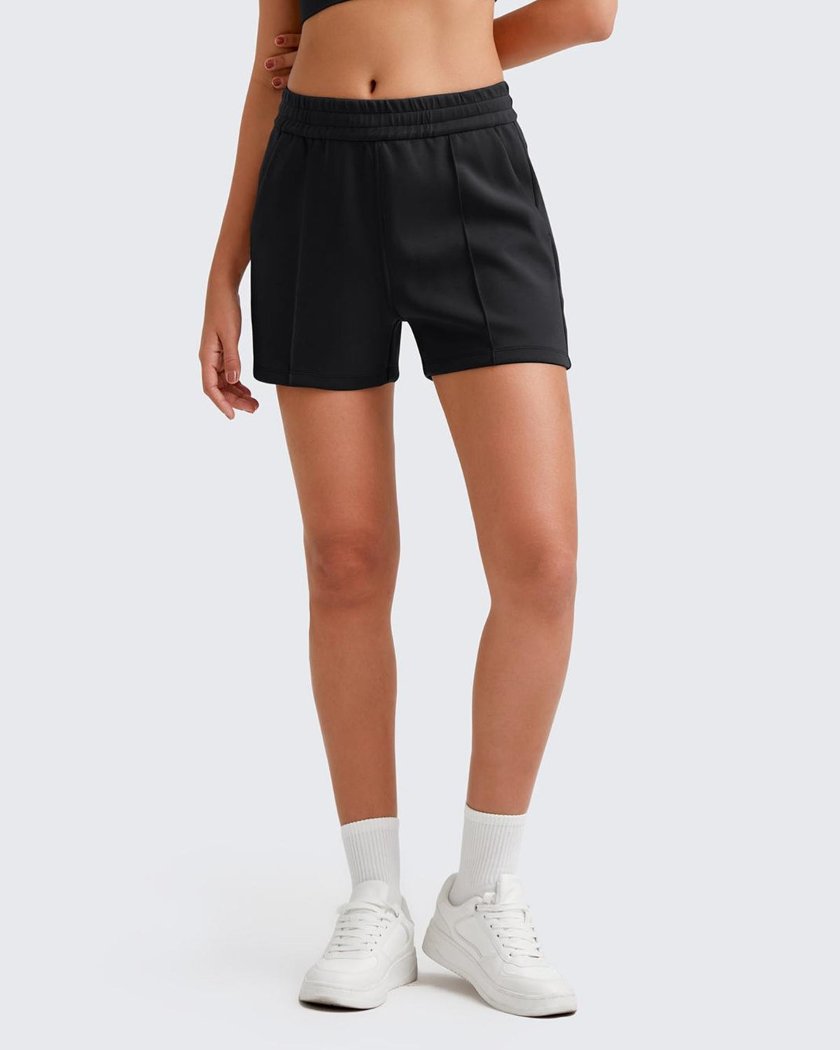 G4Free - Smoofit Front Pleats Elasticity Sweat Shorts -GF25E319AA-S