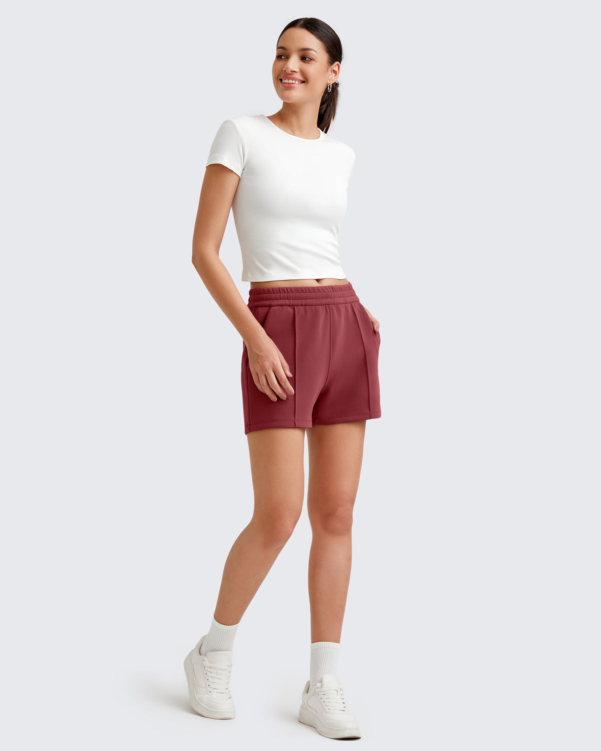 G4Free - Smoofit Front Pleats Elasticity Sweat Shorts -GF25E319AA-S