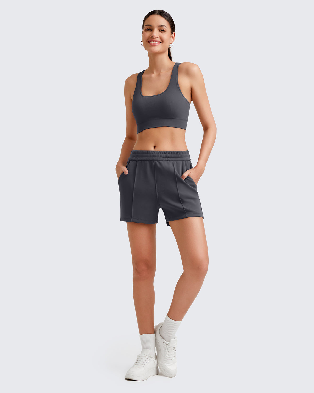 G4Free - Smoofit Front Pleats Elasticity Sweat Shorts -GF25E319AA-S