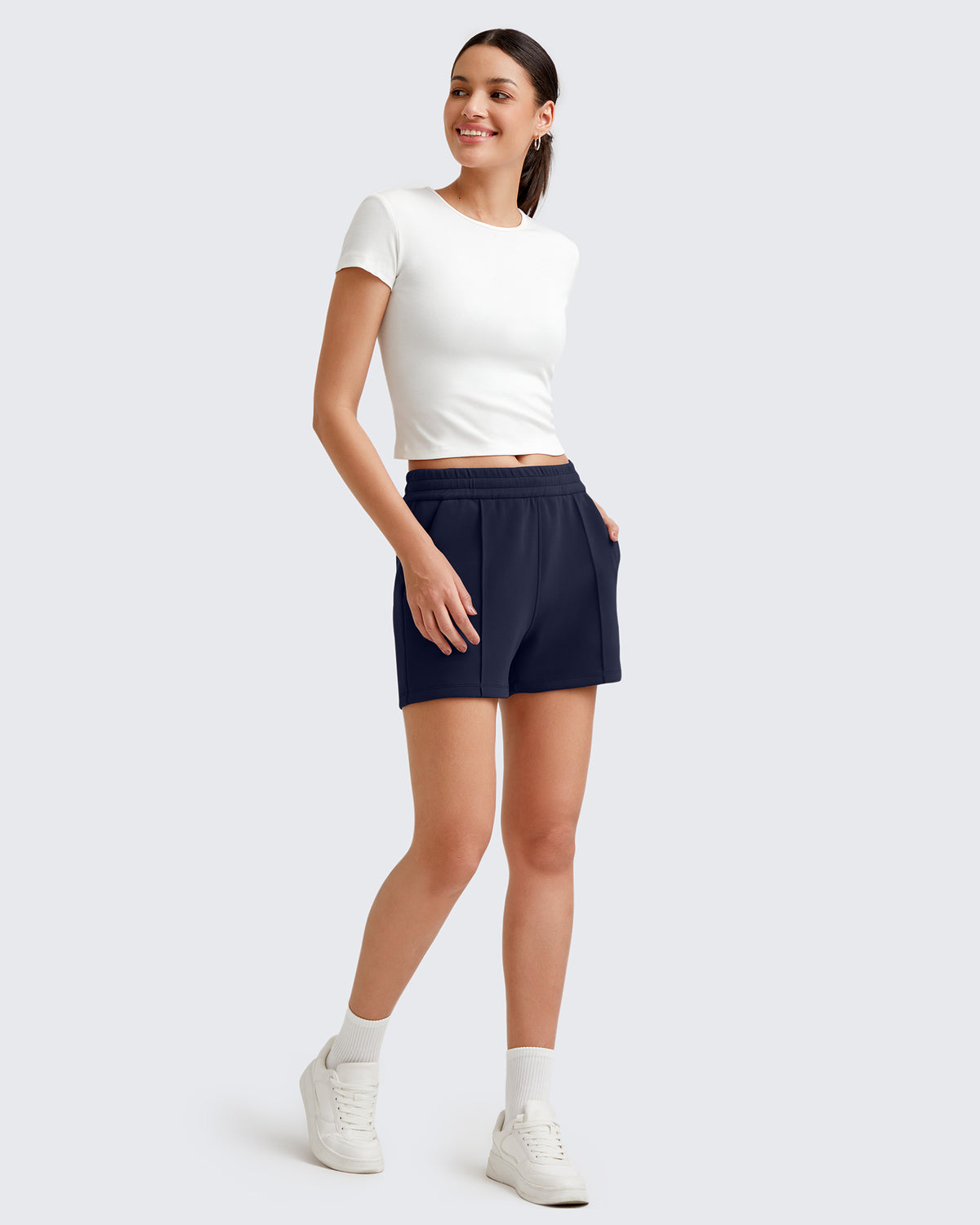 G4Free - Smoofit Front Pleats Elasticity Sweat Shorts -GF25E319AA-S