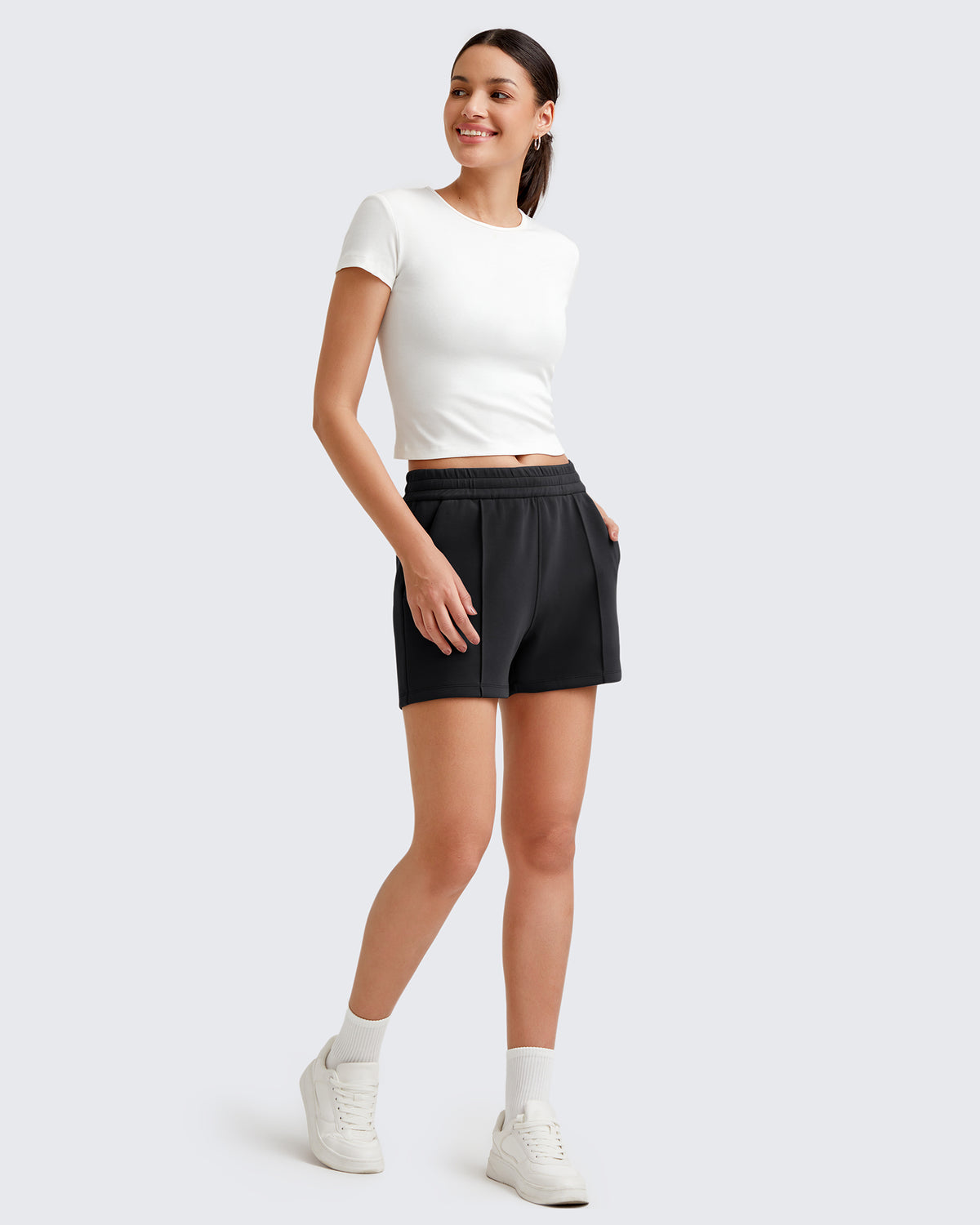 G4Free - Smoofit Front Pleats Elasticity Sweat Shorts -GF25E319AA-S