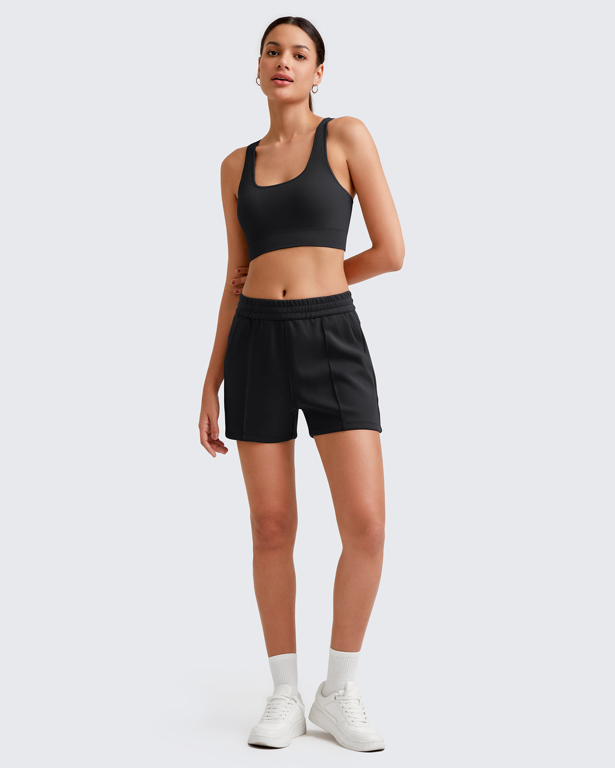 G4Free - Smoofit Front Pleats Elasticity Sweat Shorts -GF25E319AA-S