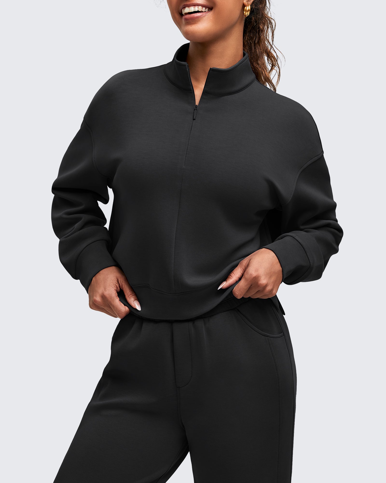 G4Free - Smoofit Half-Zip Mock Neck Long Sleeve Sweatshirts -GF25F519AA-S