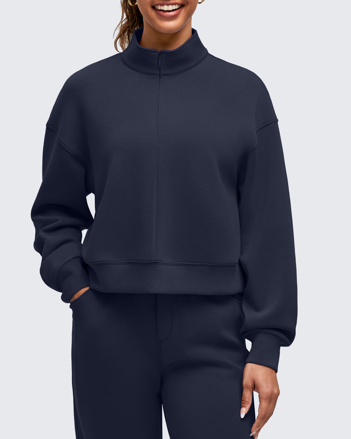 G4Free - Smoofit Half-Zip Mock Neck Long Sleeve Sweatshirts -GF25F519AA-S