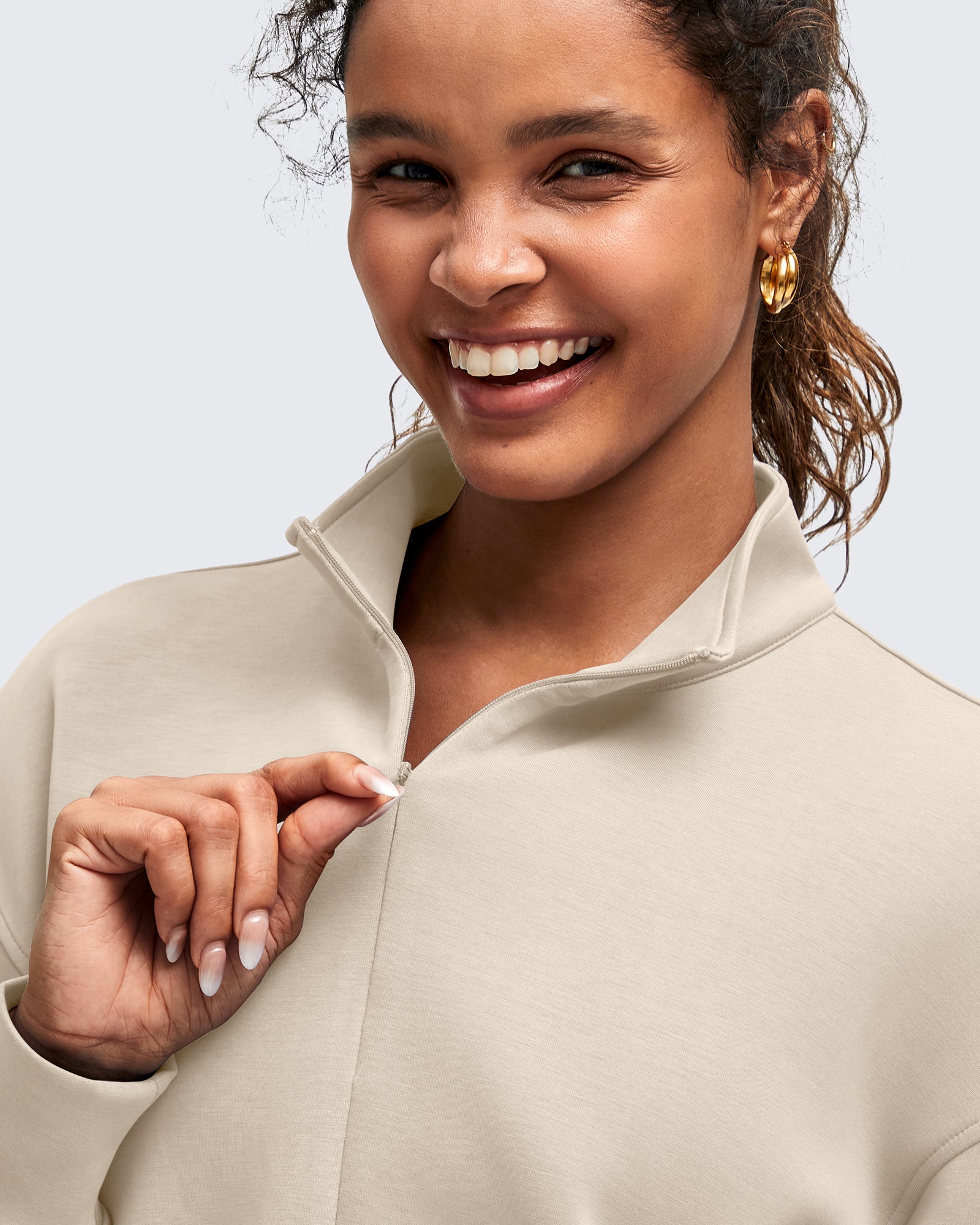 G4Free - Smoofit Half-Zip Mock Neck Long Sleeve Sweatshirts -GF25F519AA-S