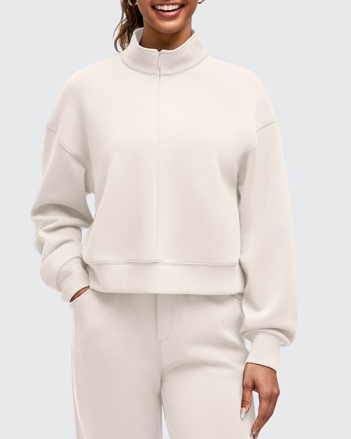 G4Free - Smoofit Half-Zip Mock Neck Long Sleeve Sweatshirts -GF25F519AA-S