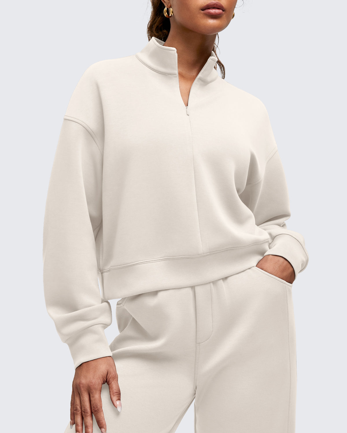 G4Free - Smoofit Half-Zip Mock Neck Long Sleeve Sweatshirts -GF25F519AA-S