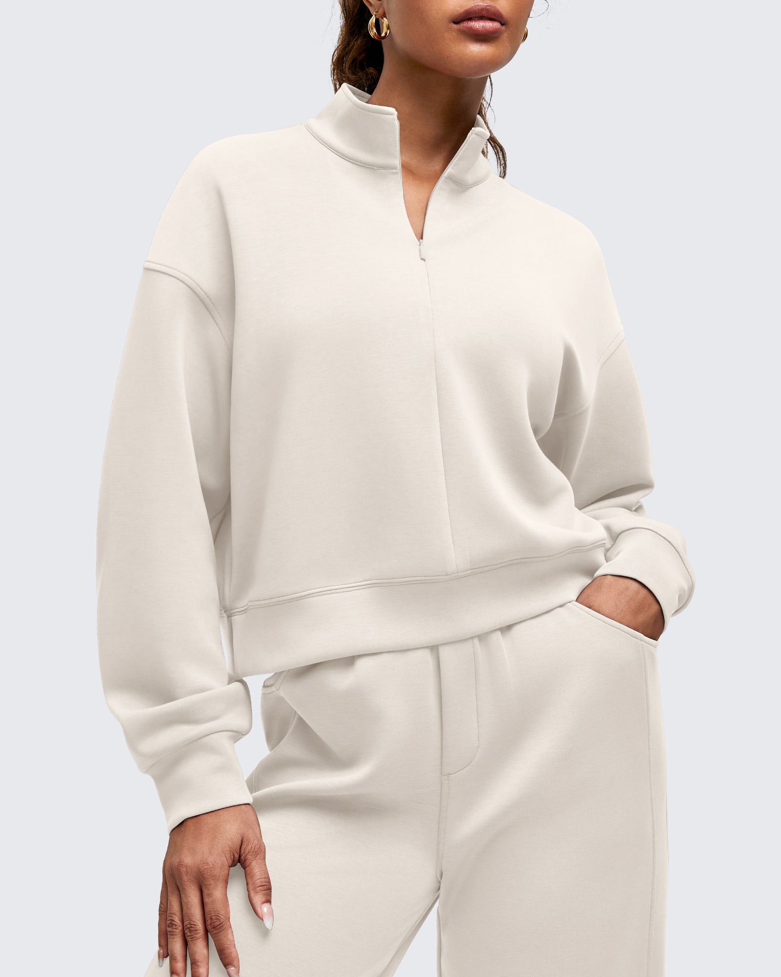 G4Free - Smoofit Half-Zip Mock Neck Long Sleeve Sweatshirts -GF25F519AA-S
