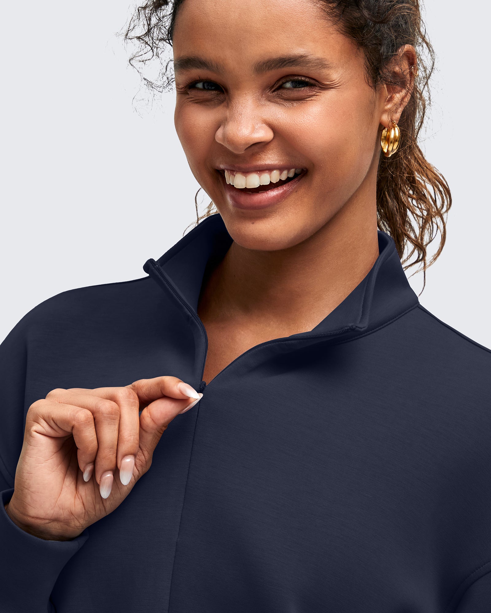 G4Free - Smoofit Half-Zip Mock Neck Long Sleeve Sweatshirts -GF25F519AA-S