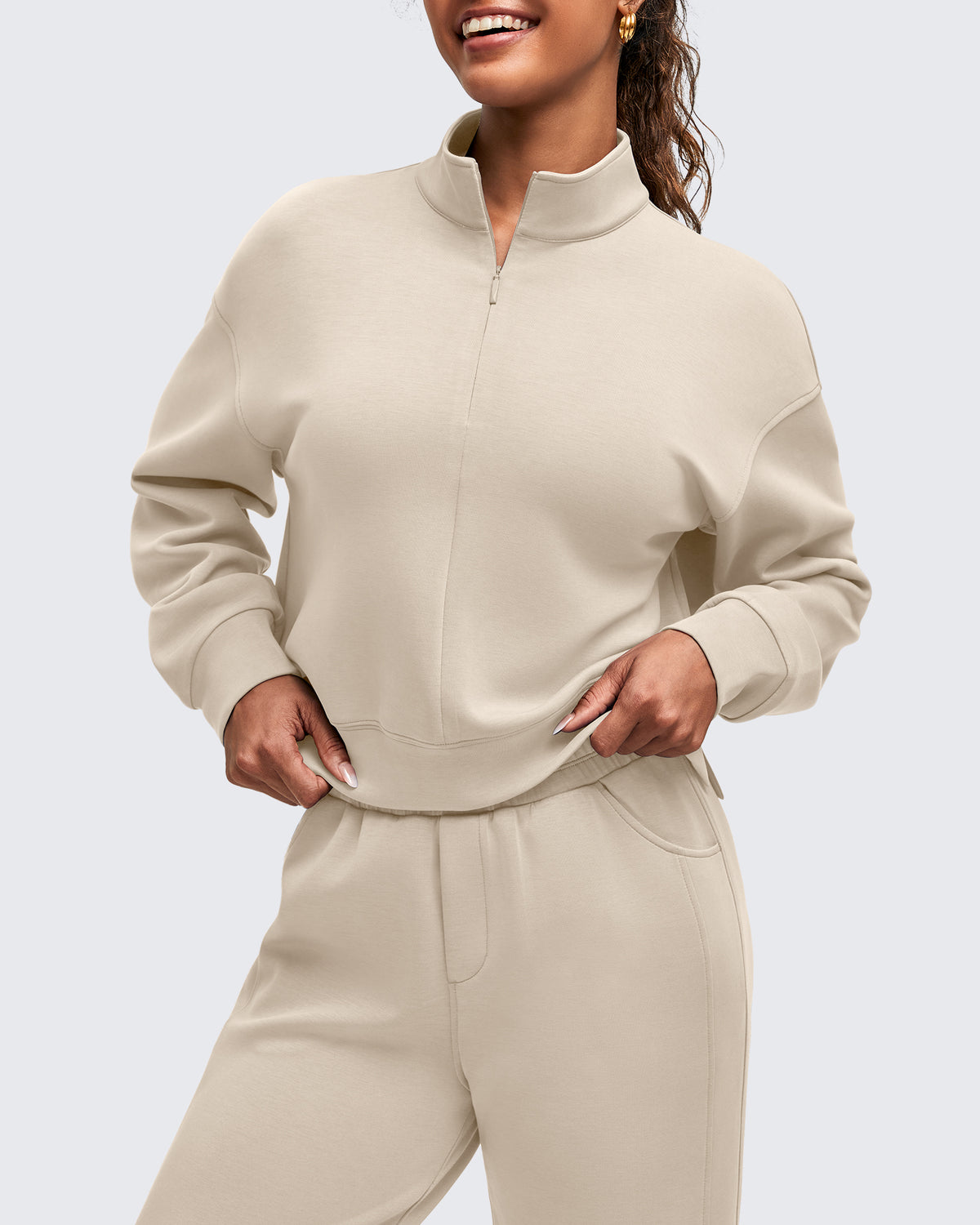 G4Free - Smoofit Half-Zip Mock Neck Long Sleeve Sweatshirts -GF25F519DA-S