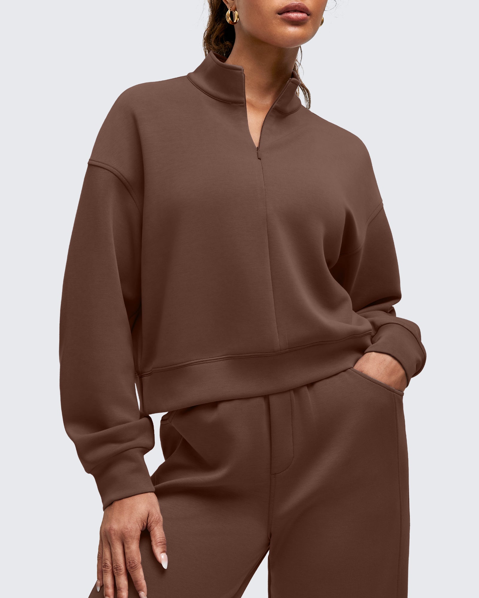 G4Free - Smoofit Half-Zip Mock Neck Long Sleeve Sweatshirts -GF25F519EA-S