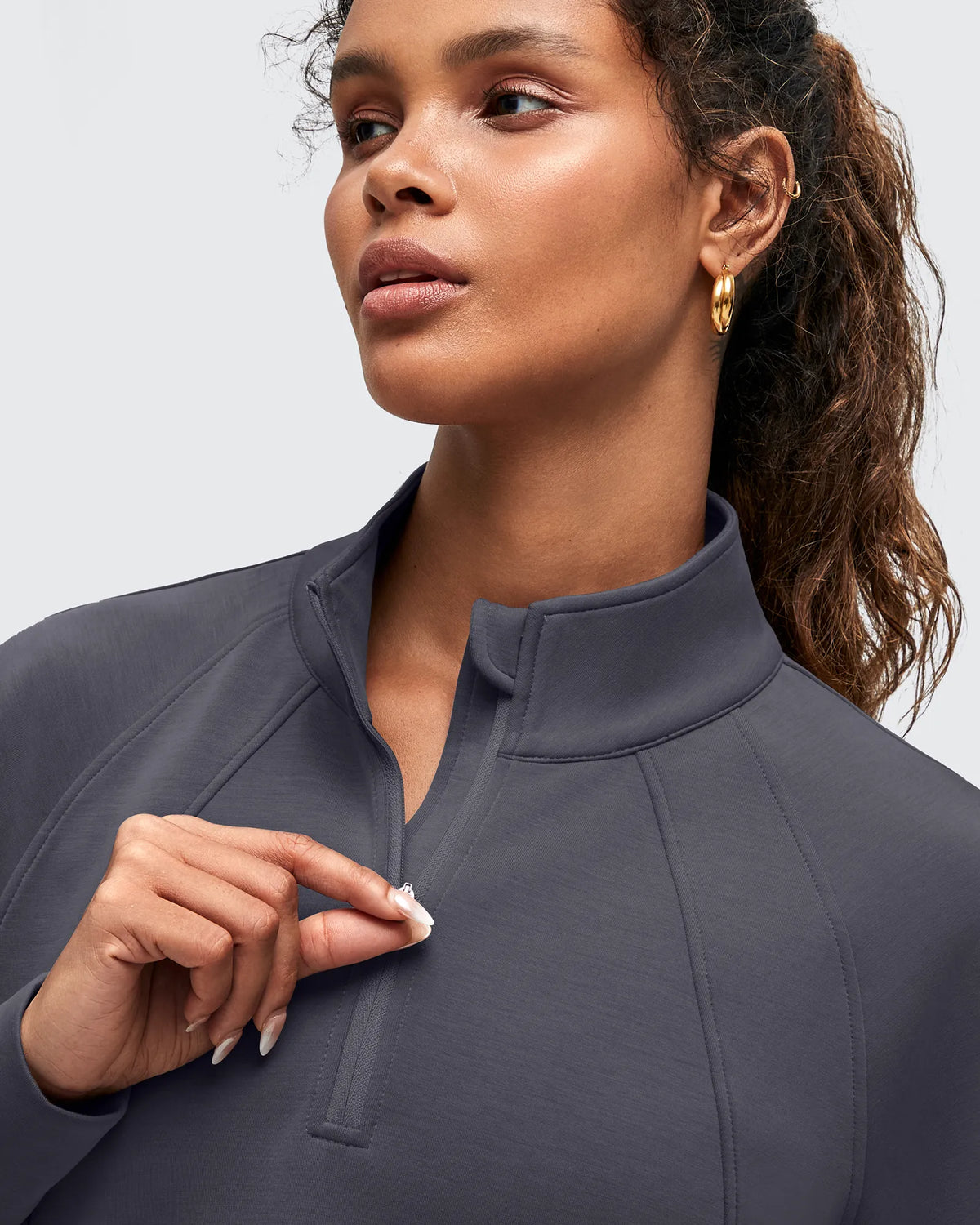 G4Free - Smoofit Half-Zip Pullover Mock Neck Pockets Sweatshirts -GF25F564BA-S
