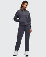 G4Free - Smoofit Half-Zip Pullover Mock Neck Pockets Sweatshirts -GF25F564BA-S