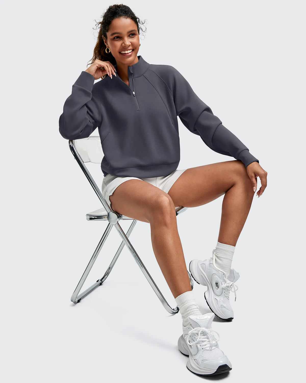 G4Free - Smoofit Half-Zip Pullover Mock Neck Pockets Sweatshirts -GF25F564BA-S