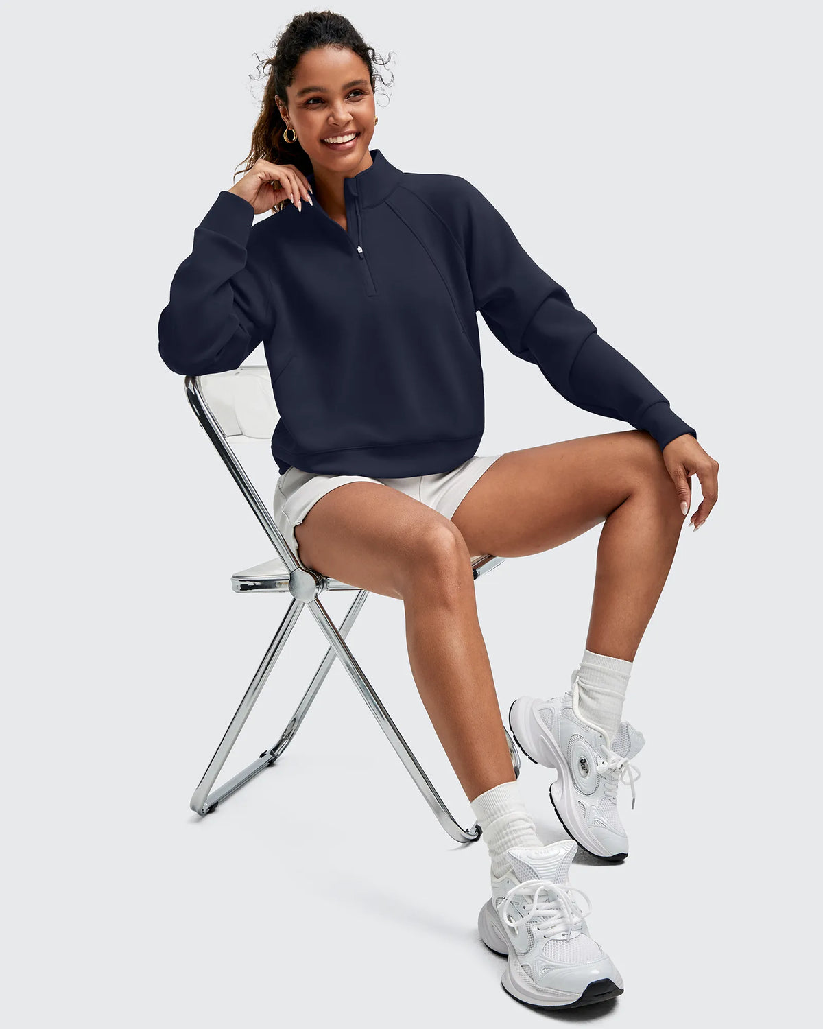 G4Free - Smoofit Half-Zip Pullover Mock Neck Pockets Sweatshirts -GF25F564BA-S