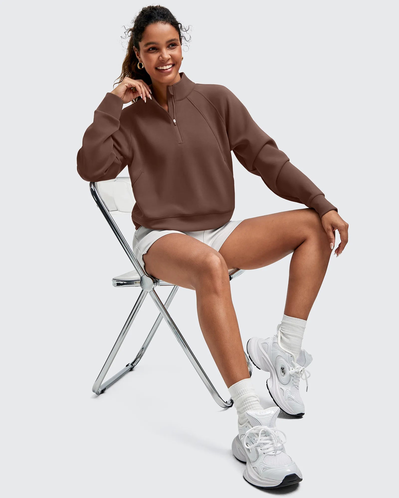 G4Free - Smoofit Half-Zip Pullover Mock Neck Pockets Sweatshirts -GF25F564BA-S