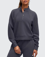 G4Free - Smoofit Half-Zip Pullover Mock Neck Pockets Sweatshirts -GF25F564BA-S