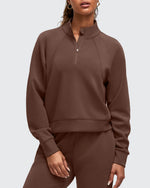 G4Free - Smoofit Half-Zip Pullover Mock Neck Pockets Sweatshirts -GF25F564BA-S