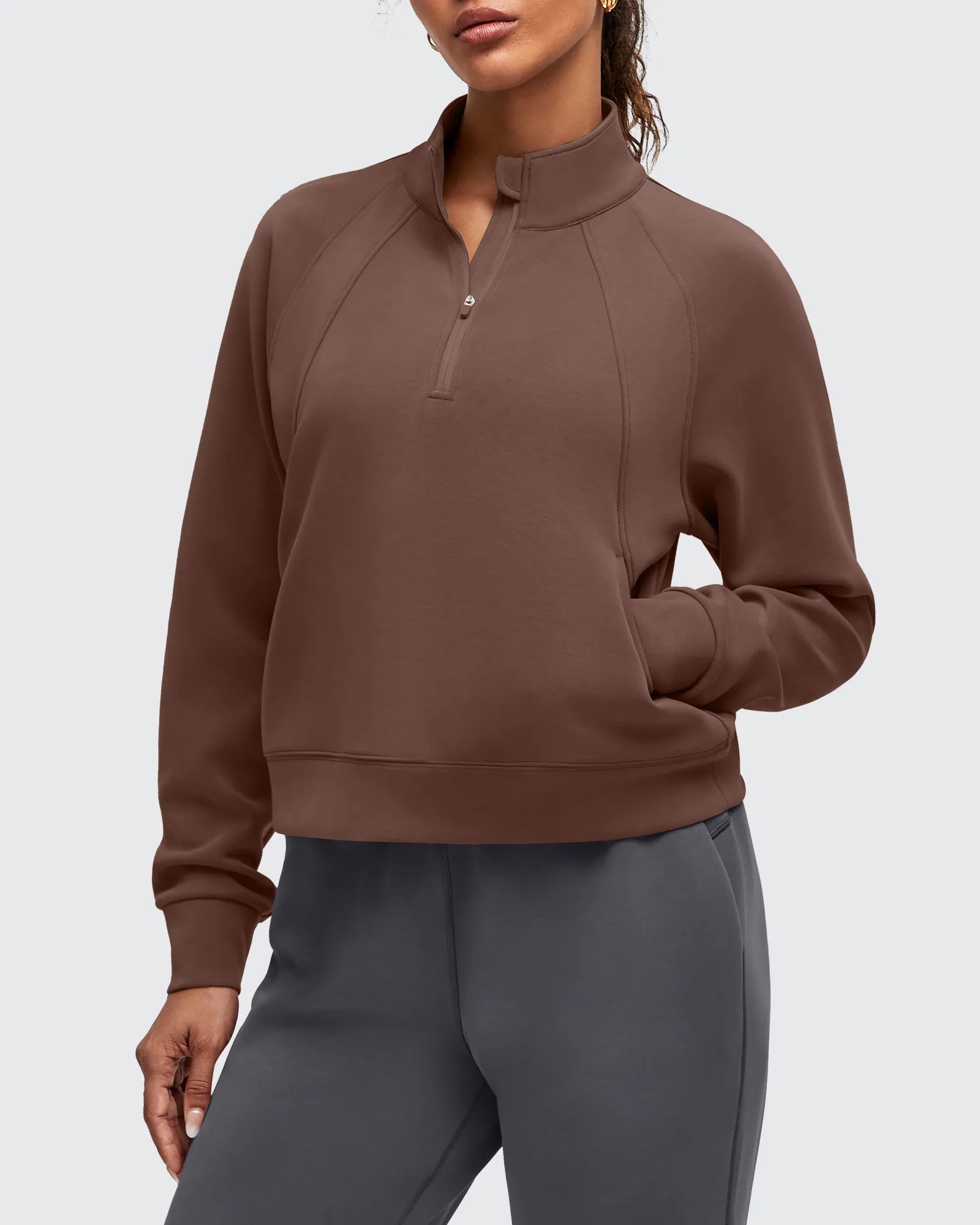 G4Free - Smoofit Half-Zip Pullover Mock Neck Pockets Sweatshirts -GF25F564DA-S