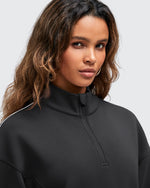 G4Free - Smoofit Half-Zip White Piping Mock Neck Pullover Sweatshirts -GF25F557AF-XS
