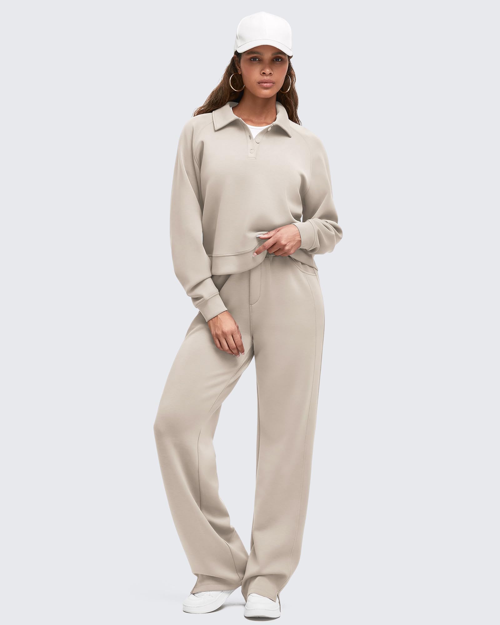 G4Free - Smoofit High-Waist Side Slit Wide Leg Sweatpants -GF25J544AF-XS