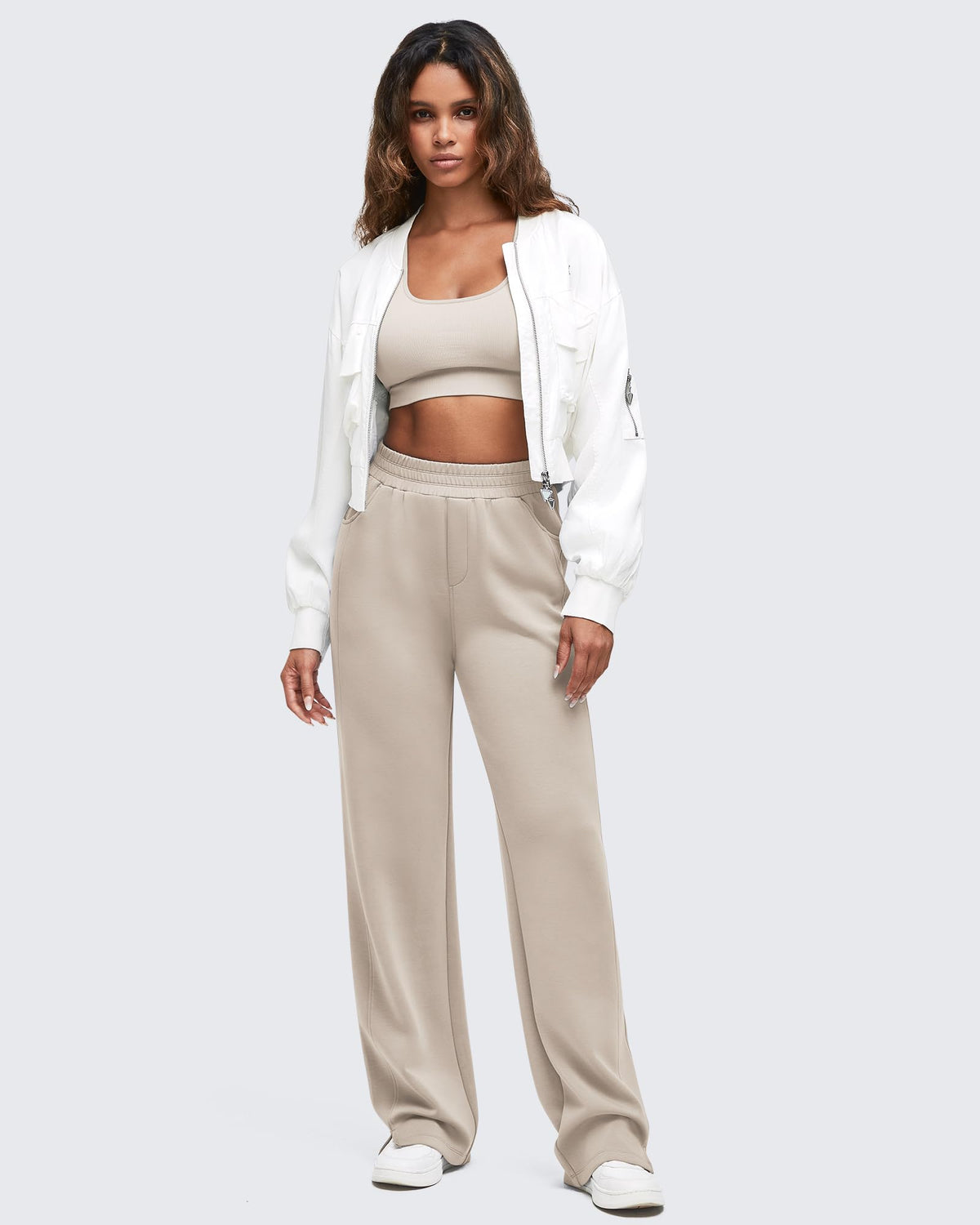 G4Free - Smoofit High-Waist Side Slit Wide Leg Sweatpants -GF25J544AF-XS