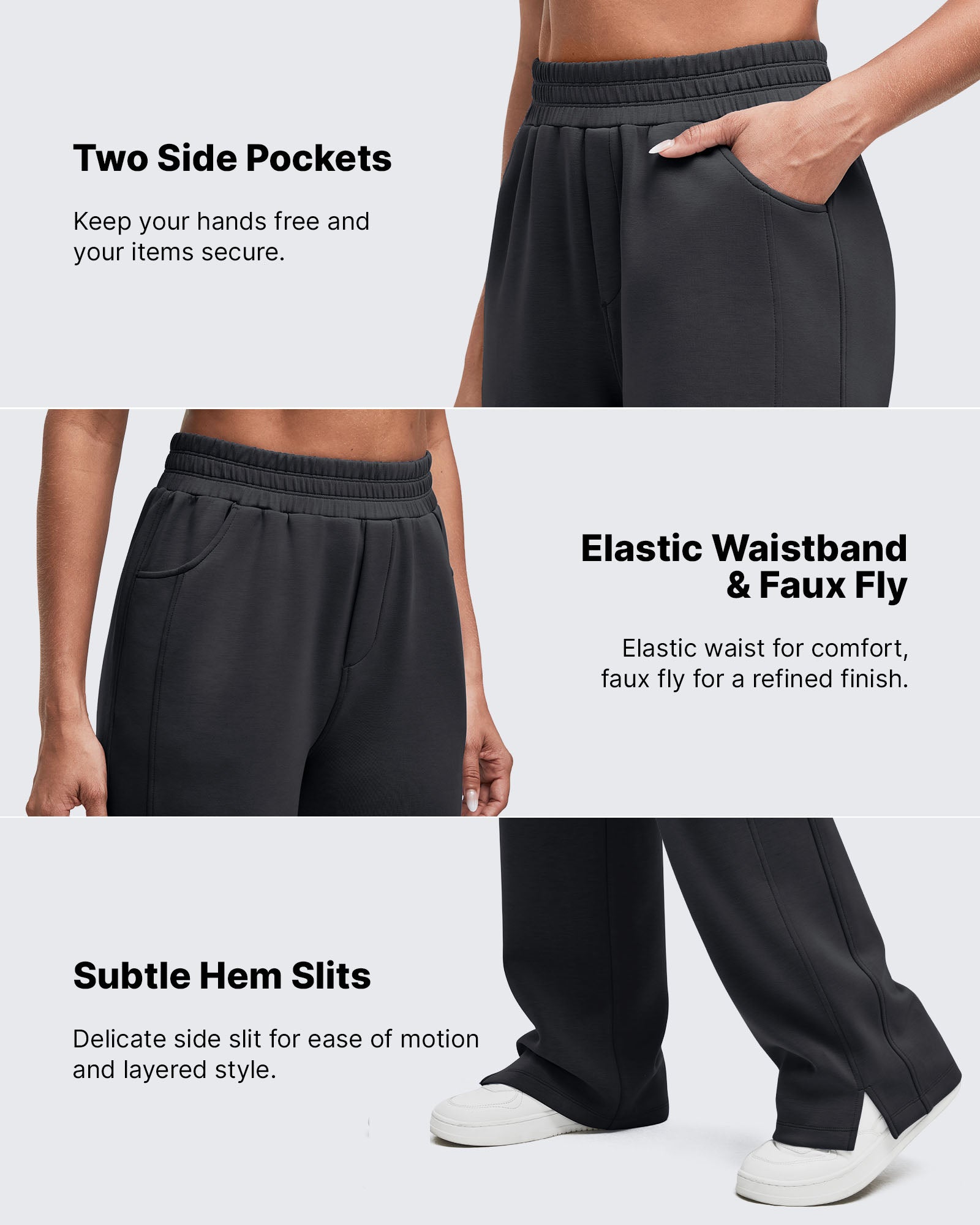 G4Free - Smoofit High-Waist Side Slit Wide Leg Sweatpants -GF25J544AF-XS