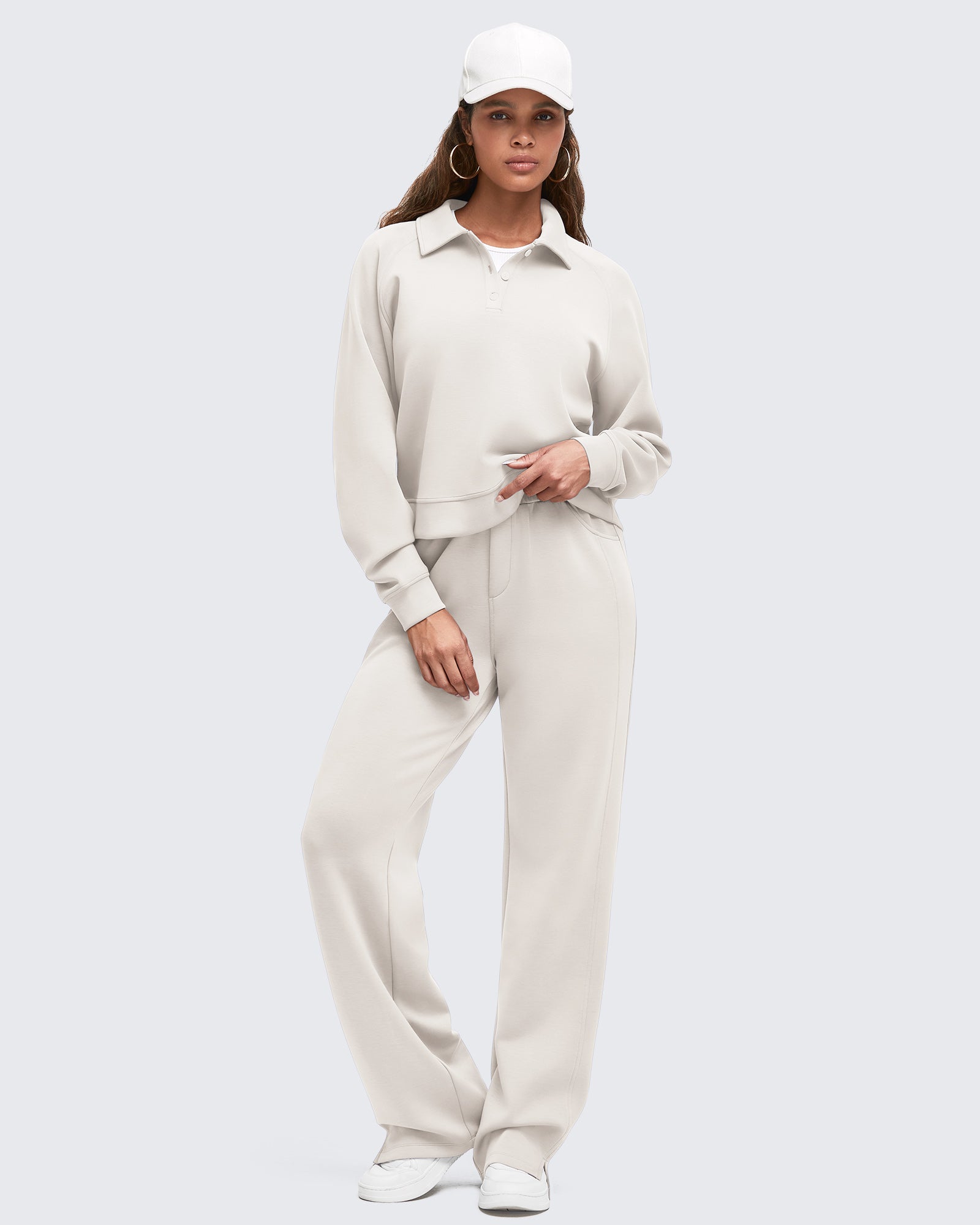 G4Free - Smoofit High-Waist Side Slit Wide Leg Sweatpants -GF25J544AF-XS