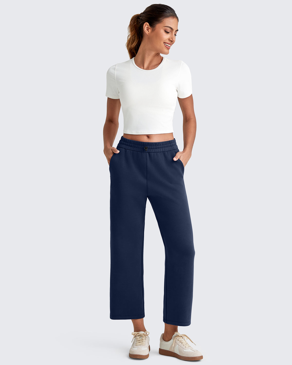 G4Free - Smoofit High Waist Wide Leg Capris Pants 19'' -GF25J293AA-S
