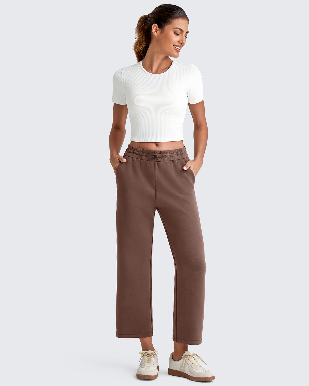 G4Free - Smoofit High Waist Wide Leg Capris Pants 19'' -GF25J293AA-S